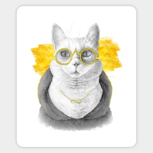 The charcoal cat (white version) Sticker